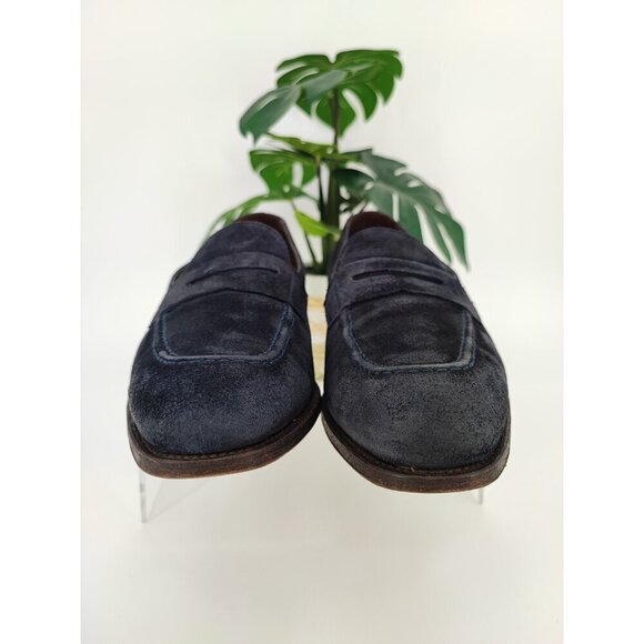 Carmina Shoemaker Men\'s Mallorca Goodyear Welted Blue Suede Loafers Size 7 US